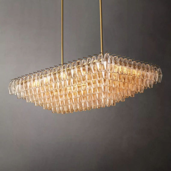 Chiara Clear Glass Tiered Rectangular Chandelier 54"