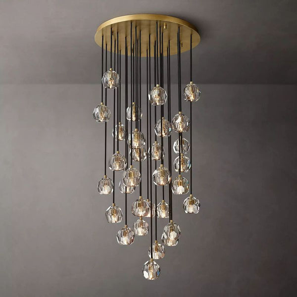 Boule De Cristal Clear Glass Round Cluster Chandelier 30"