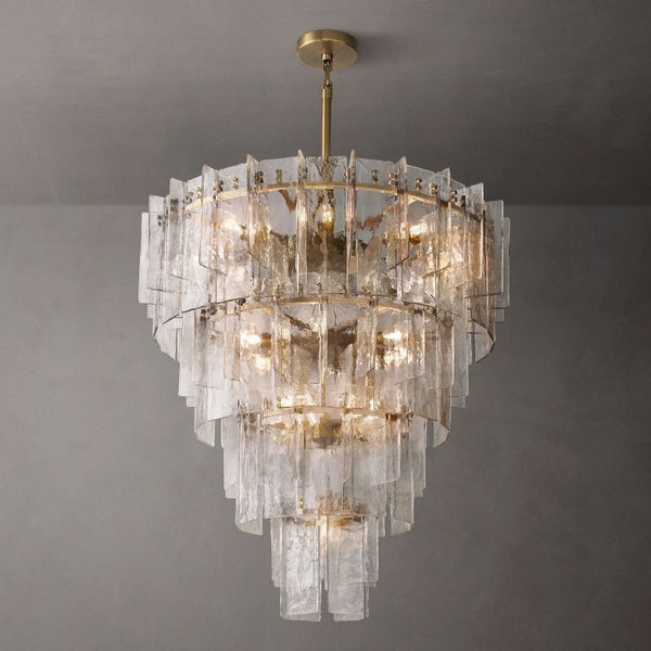 Lattice Clear Glass Tiered Round Chandelier 47"