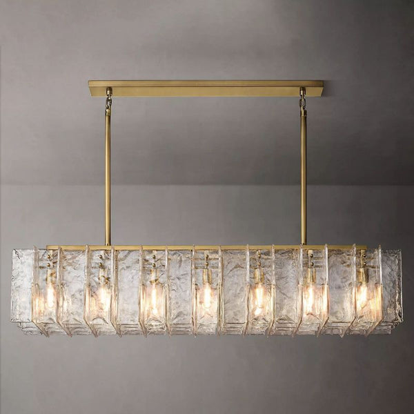 Lattice Clear Glass Rectangular Chandelier 67"