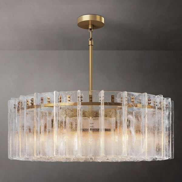 Lattice Clear Glass Round Chandelier 48"