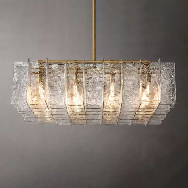 Lattice Clear Glass Square Chandelier 49"