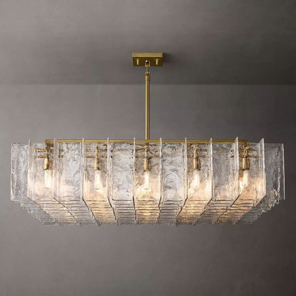 Lattice Clear Glass Square Chandelier 60"