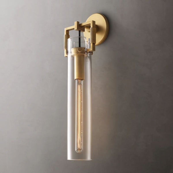 Machinist Glass Cylinder Wall Sconce 16"