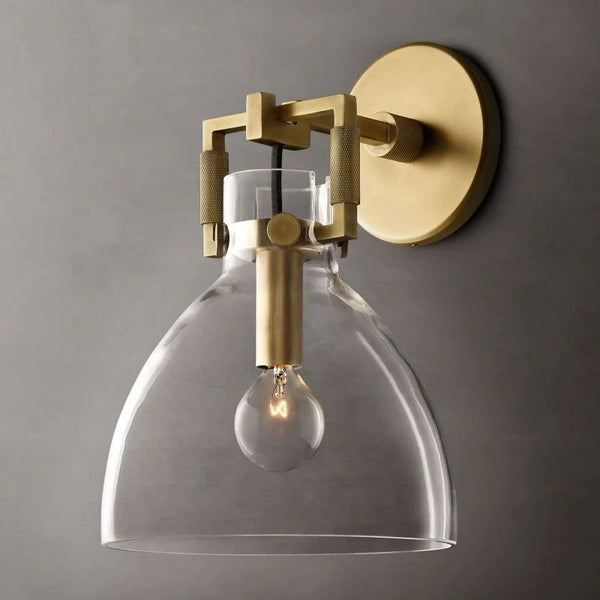 Machinist Glass Cloche Wall Sconce 8"