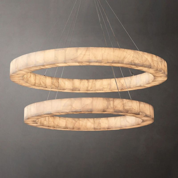 Rivage 2 Tier Round Calcite Chandelier 60"