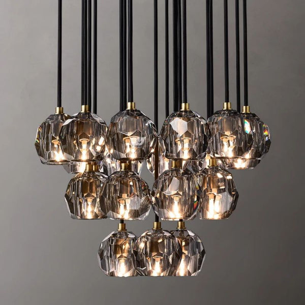 Boule De Cristal Smoke Glass Round Cluster Chandelier 24"